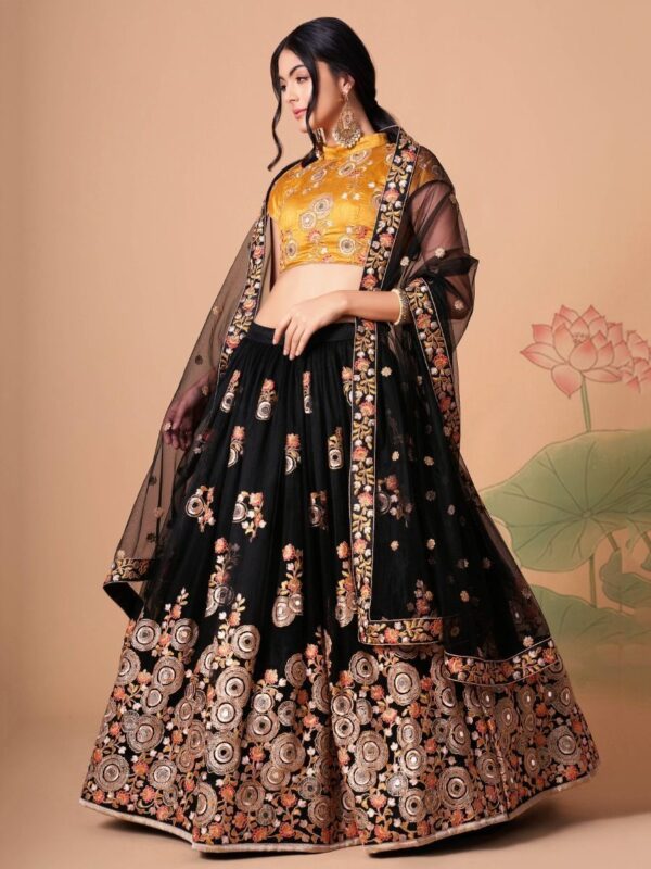 Glamorous Black Dori Embroidery Net Designer Lehenga Choli
